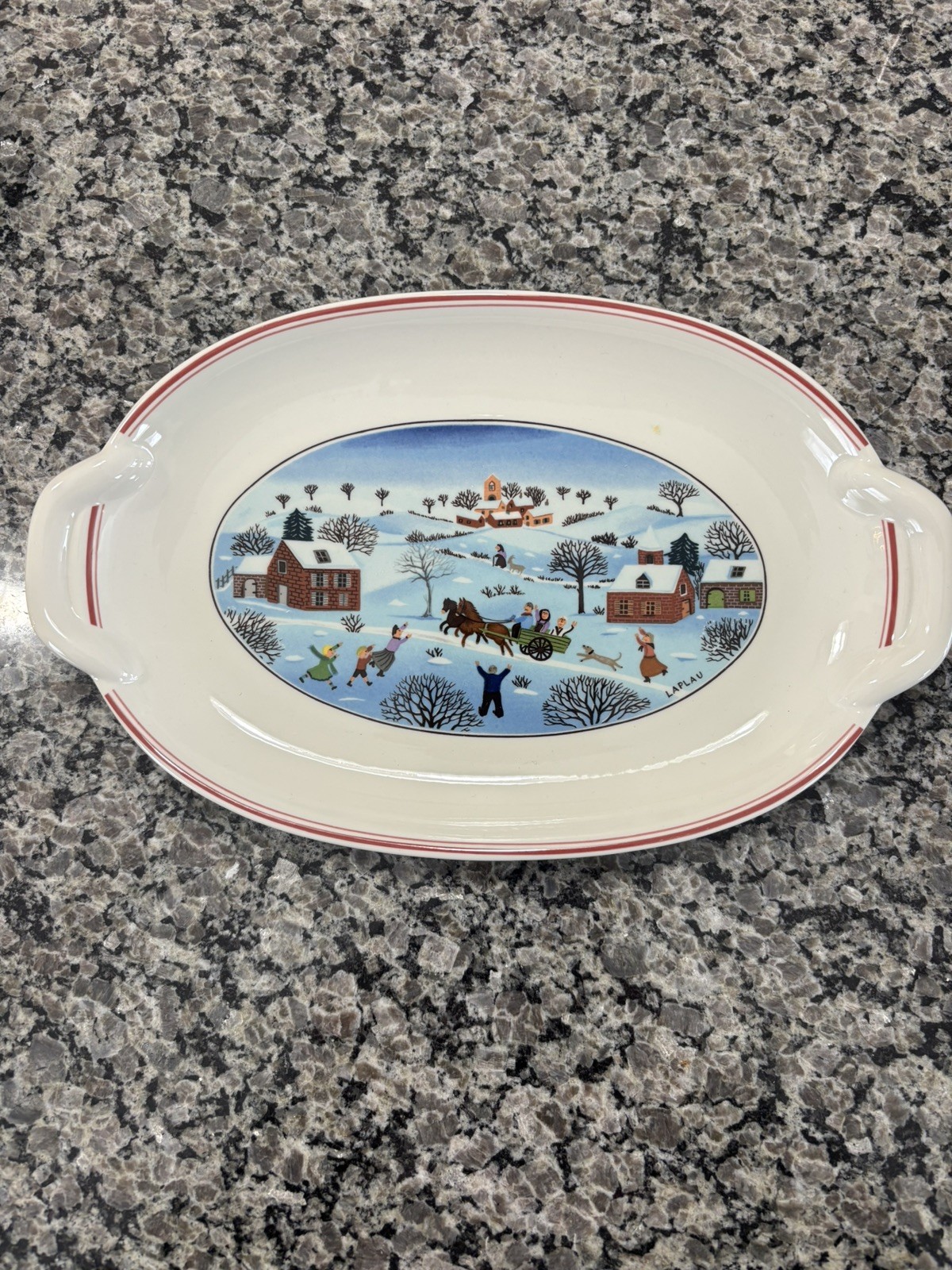 Villeroy & Boch Naif Christmas Serving Platter 10 x 6.25 Oval with Handles