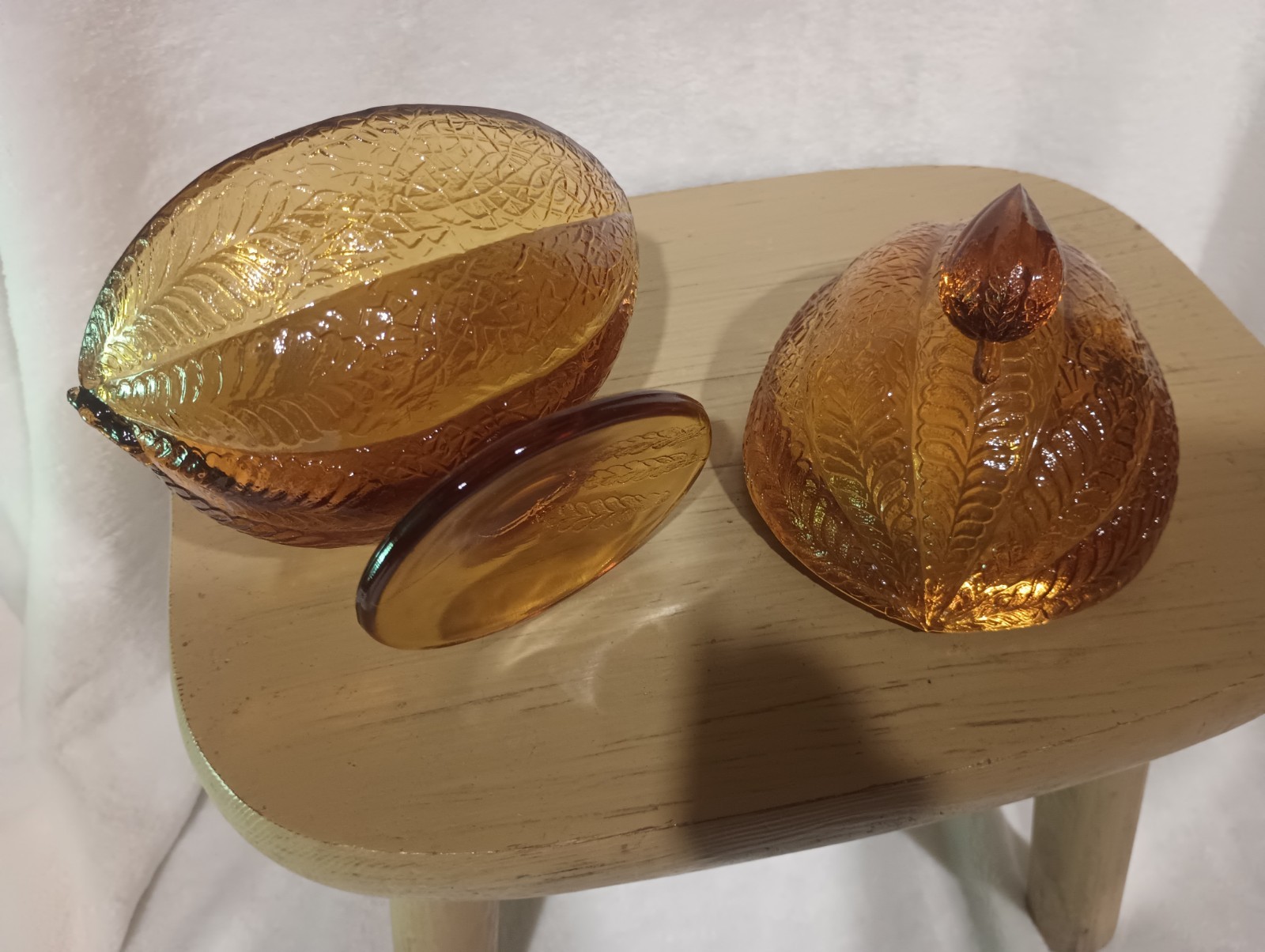 Vintage L.E. Smith Amber Melon Bowl Candy Dish.6×5 In, No Chips