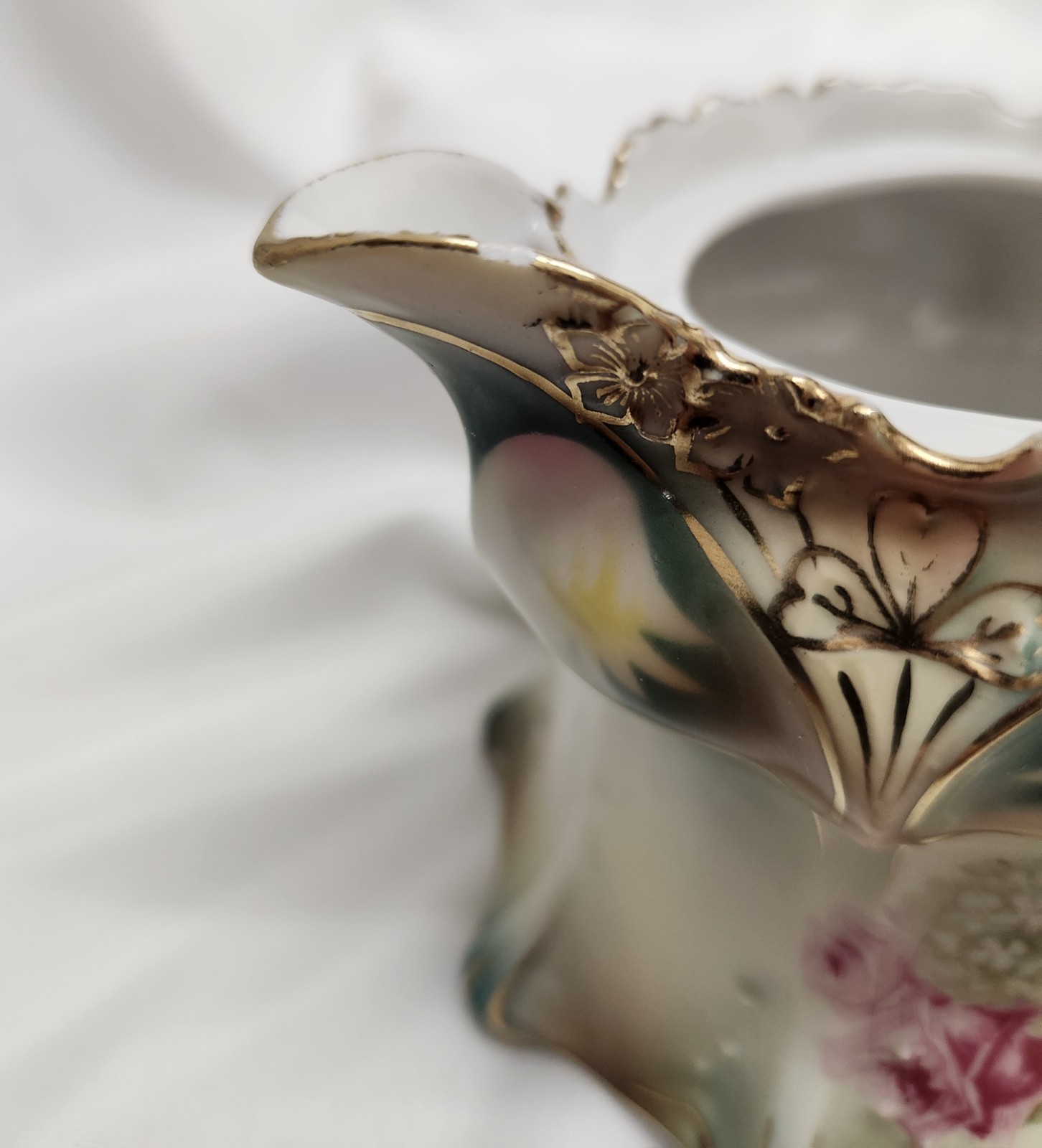 RS Prussia Antique Porcelain Small Teapot Floral Pattern With Lid