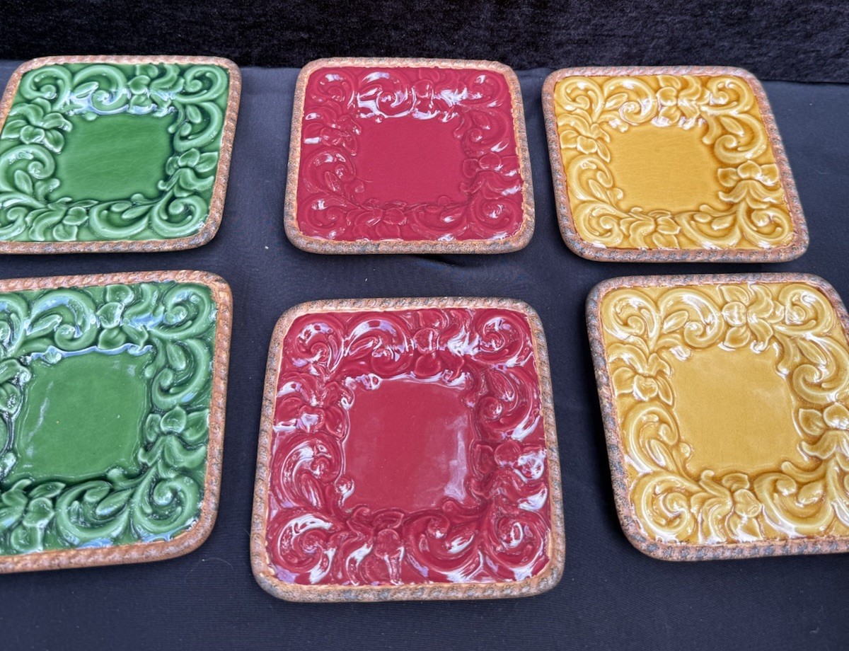 6 KARIDESIGN Certified International Embassy Florentine Olive Oil Saucers Rustic