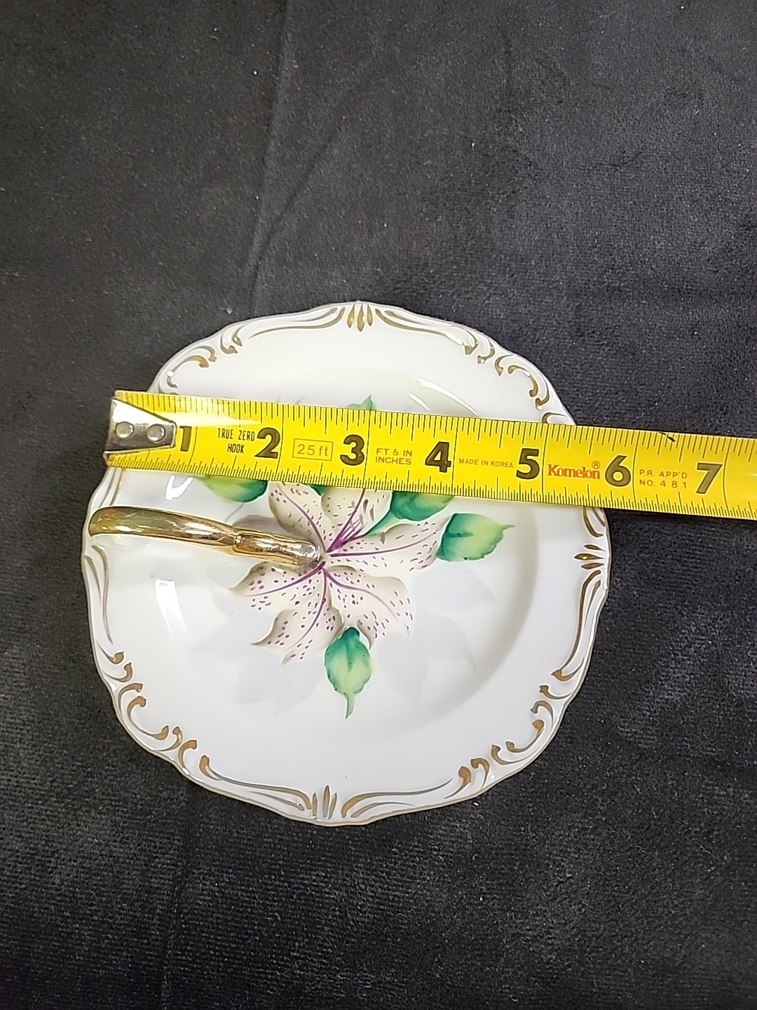 Vintage Rossetti Hand Painted Flower Plate w/Handle Made in Occupied Japan