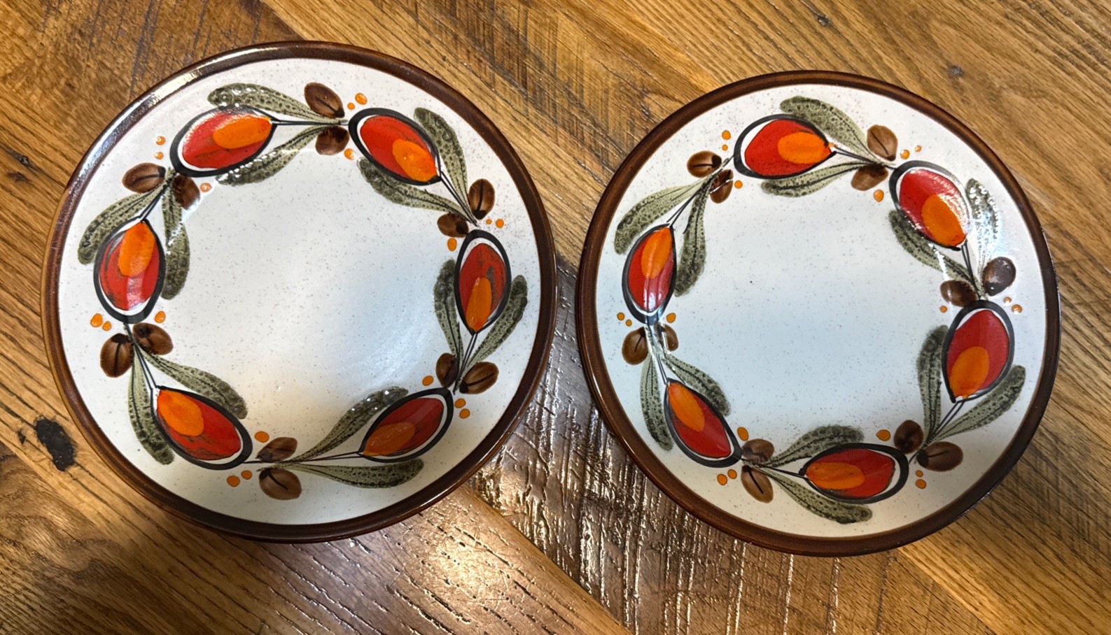 Set of 2 Vintage Bernau Ceramic Handmade & Painted Wall Plates ~ GERMANY- # 68