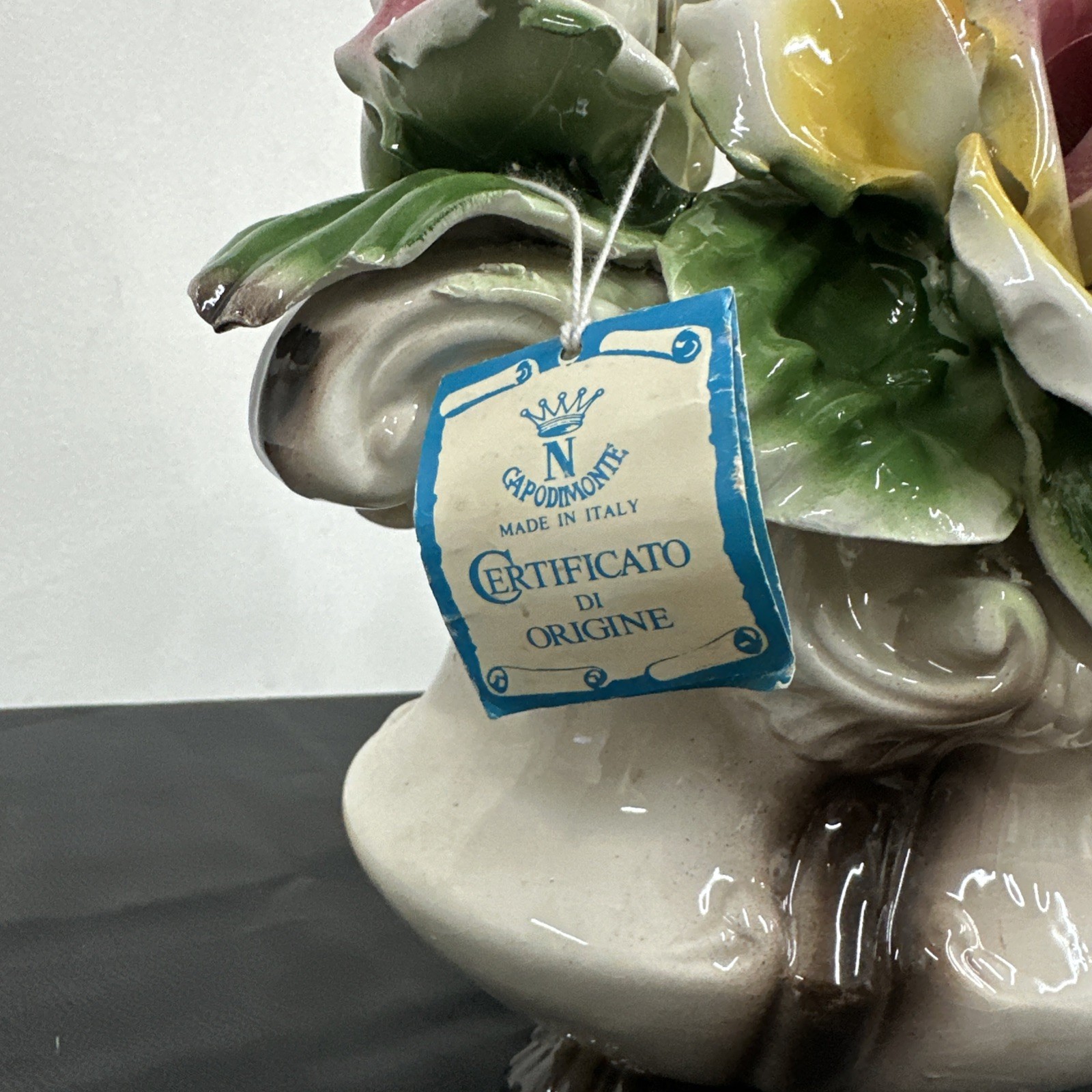 MCM Capodimonte Roses Porcelain Floral Italian Centerpiece XL Size Made in Italy