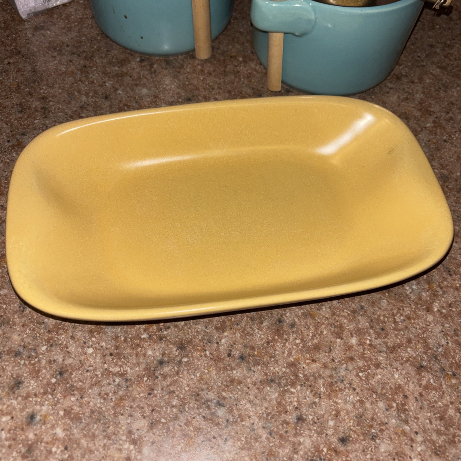 Vintage Mid- Century Modern La Solana Pottery Yellow Relish/ Serving Tray 1940’s