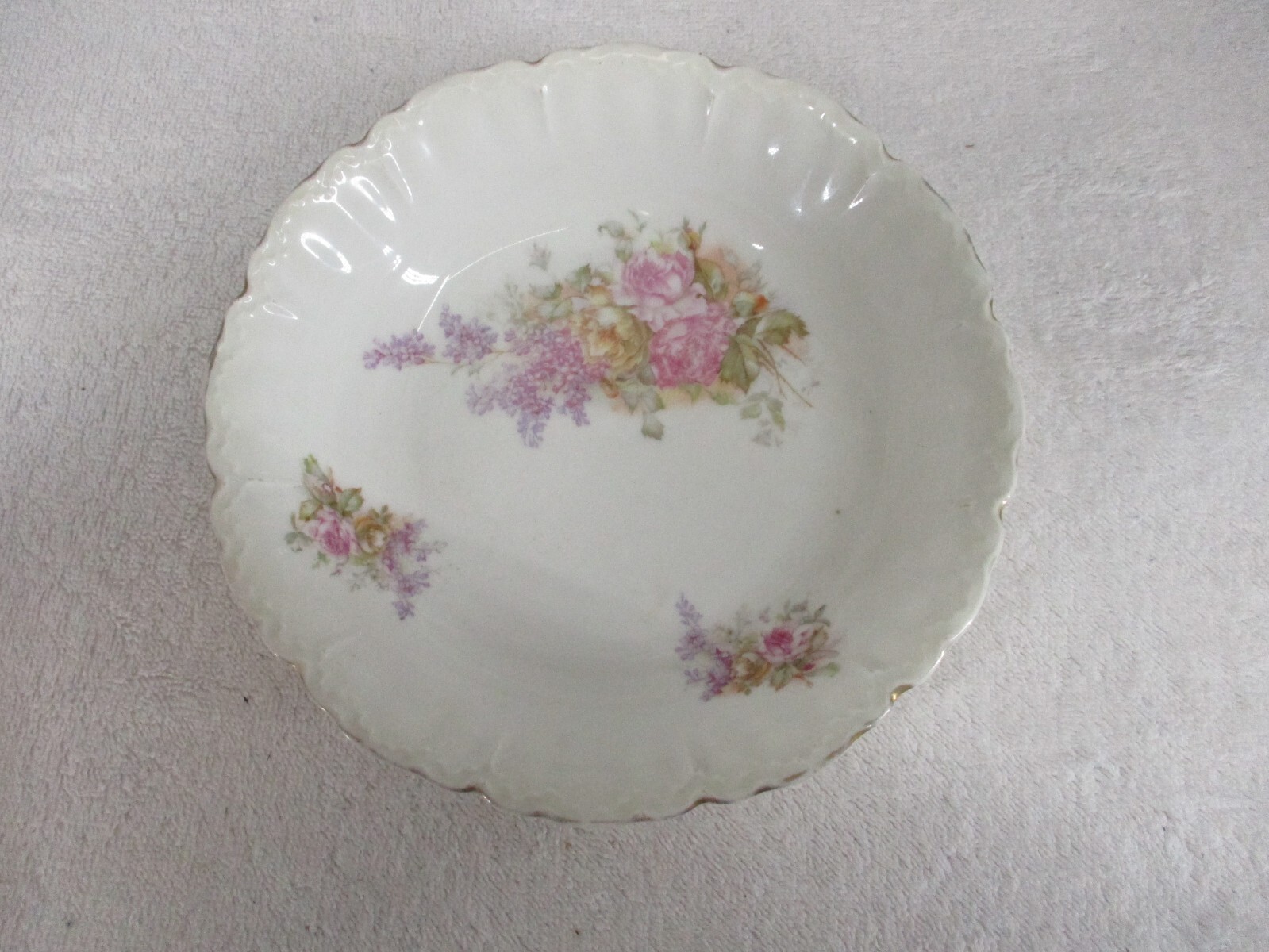 Victorian Austrian Salad Plate Floral Gold Trim Ceramic 8″ Diameter Vintage