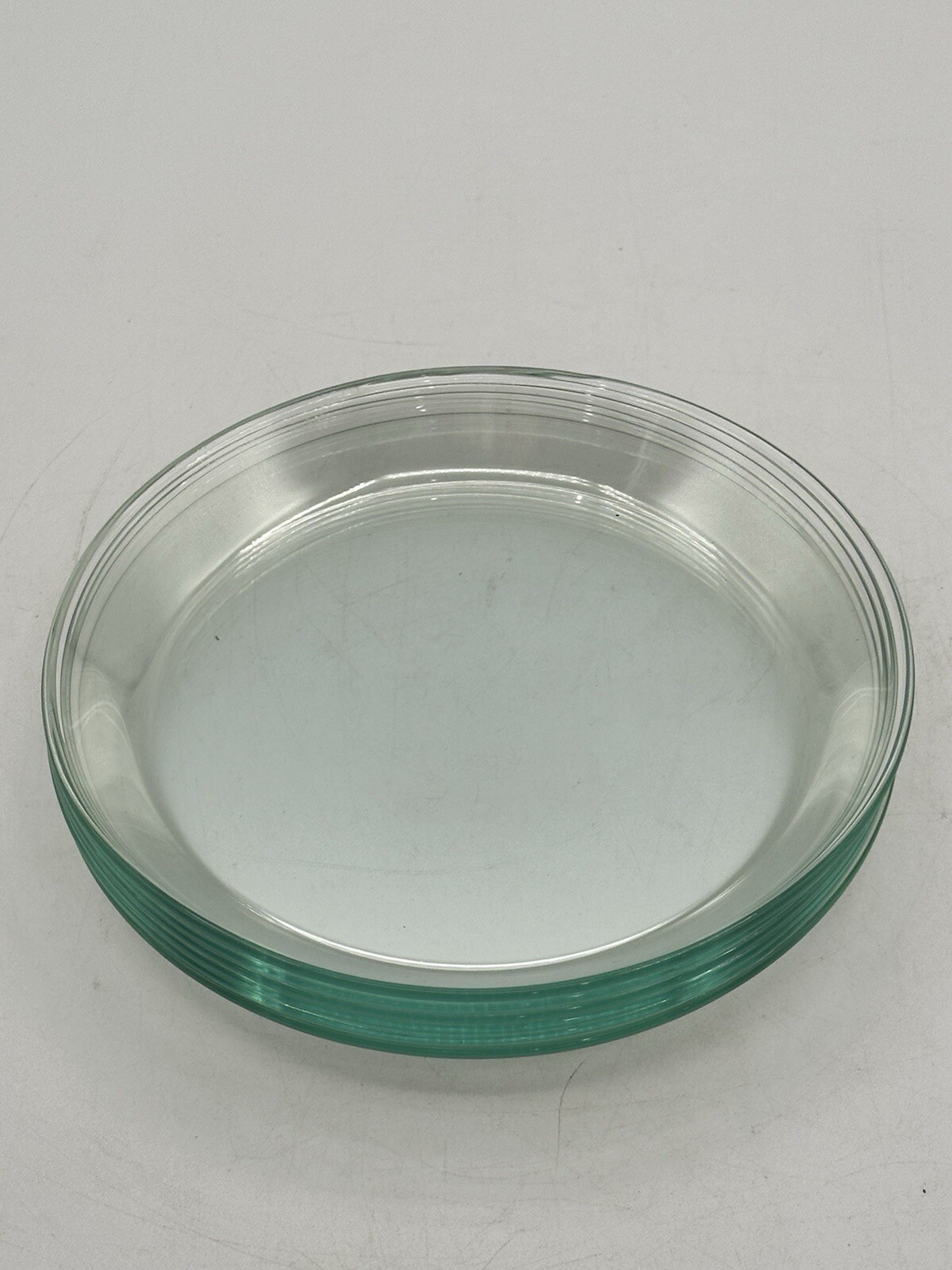 Clear Glass 6.25” Snack Or Candle Plate Set Of 6 With 5/8” Spill Guard Lip