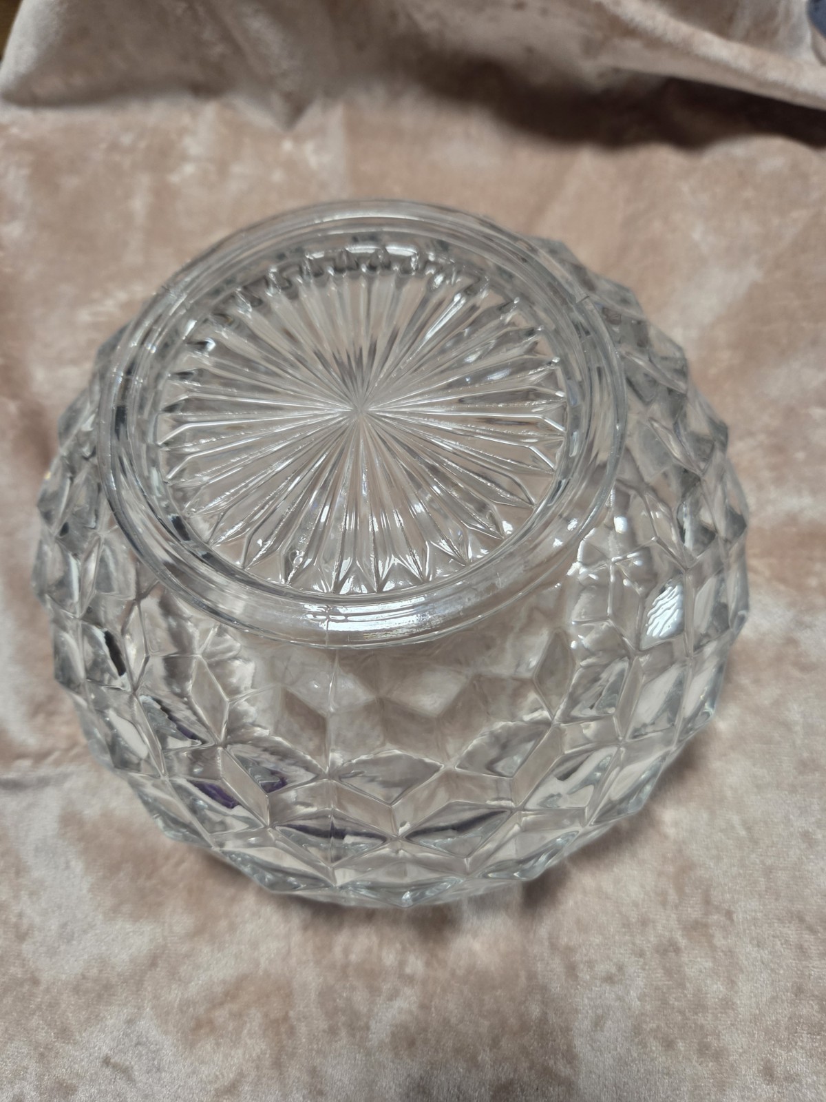 Vintage Fostoria American Large Footed Molded Glass Rose Bowl About 8in W 5in H