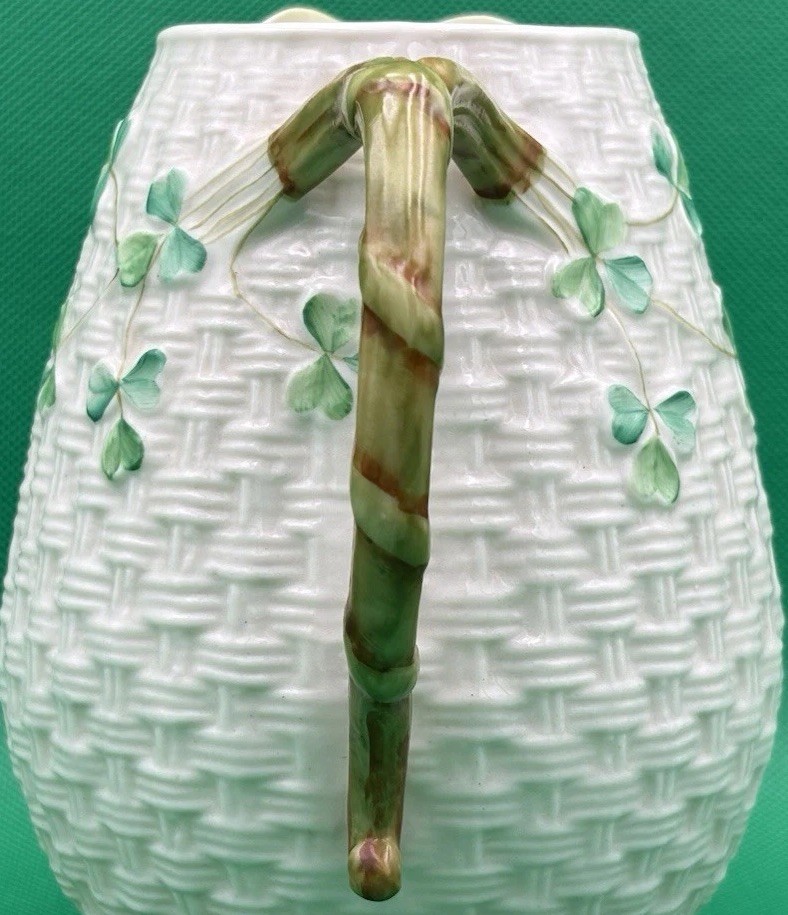 Vintage Belleek Ireland Shamrock Pitcher – 4th Mark (1st Green) 1946-1955 – 6”