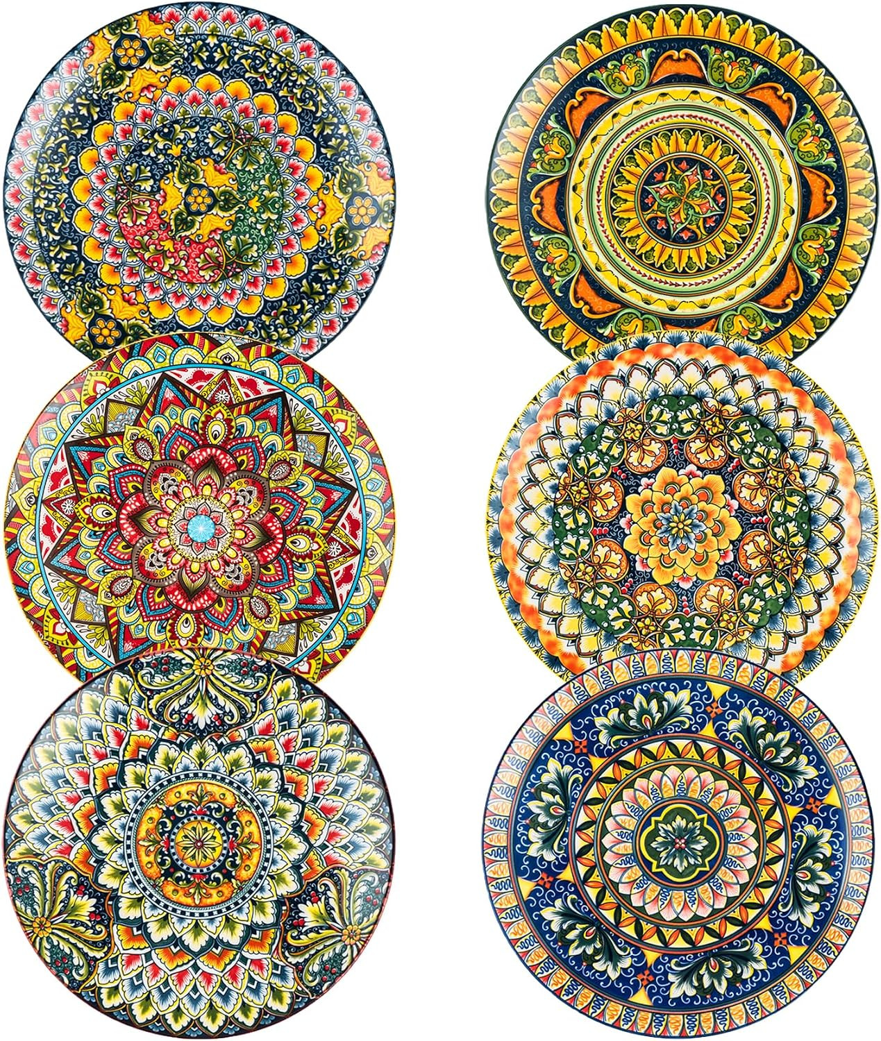 Ceramic Dessert Plates Set of 6, 8.5 Inch Porcelain Salad Plate
