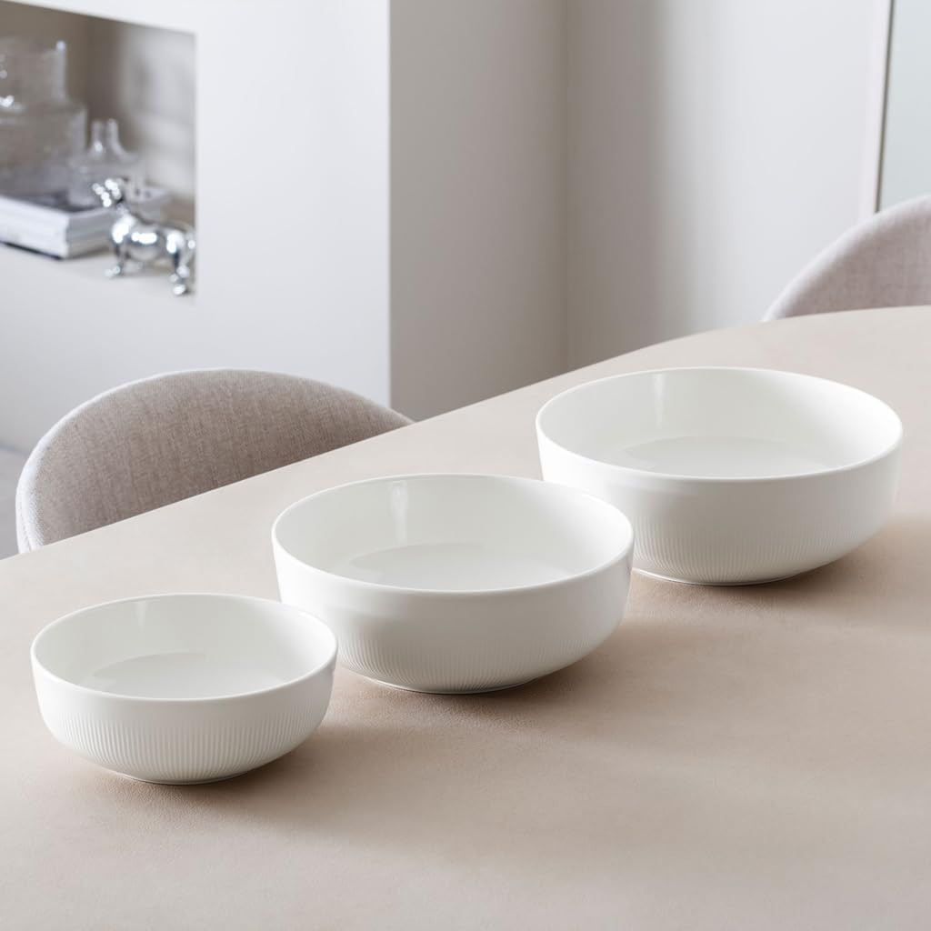 Afina Gourmet White Serving Bowl, Premium Porcelain, 9.5