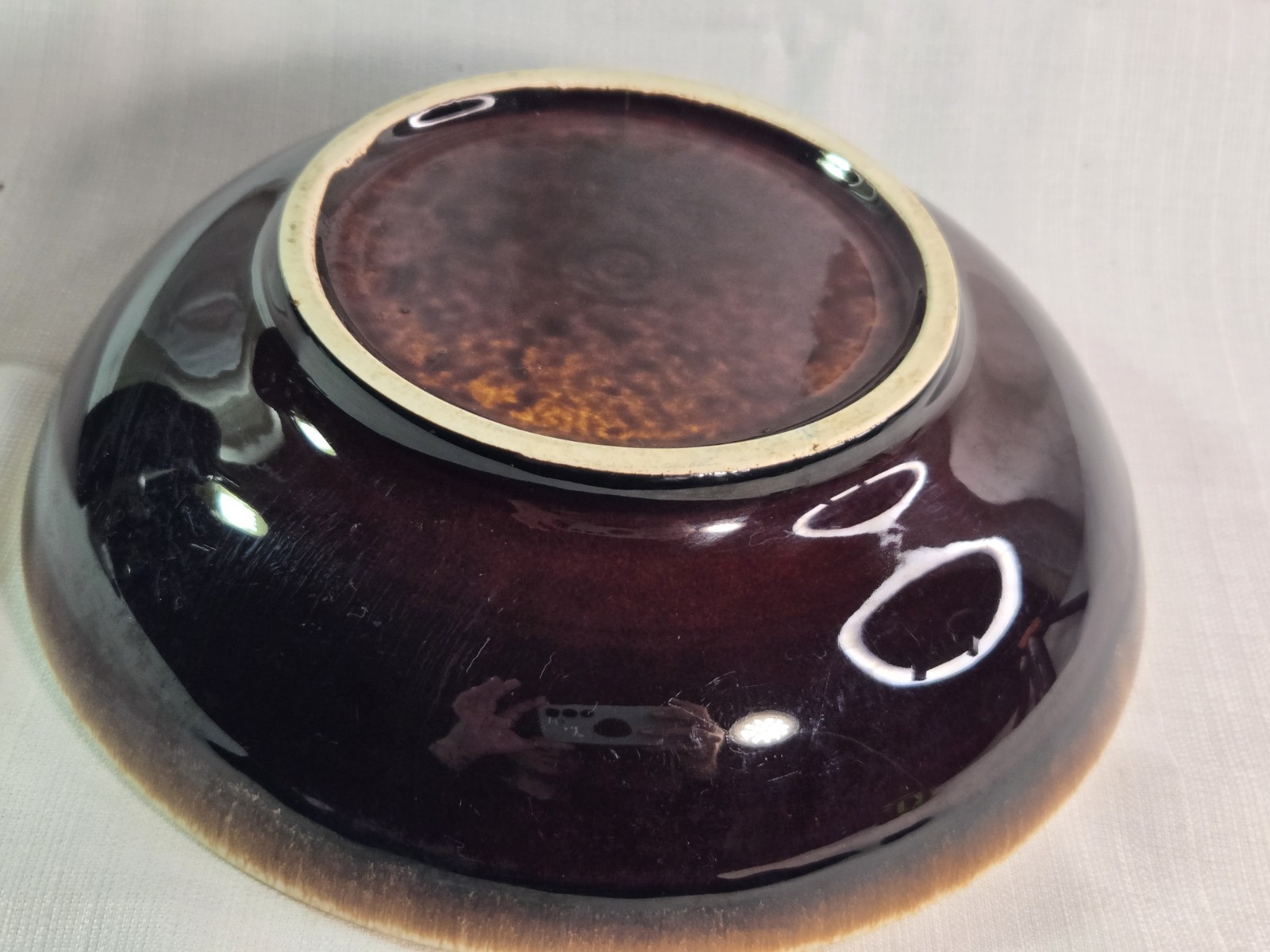 Vintage Gourmet Brown Drip Bowl Serving Dish Pottery Round 9″