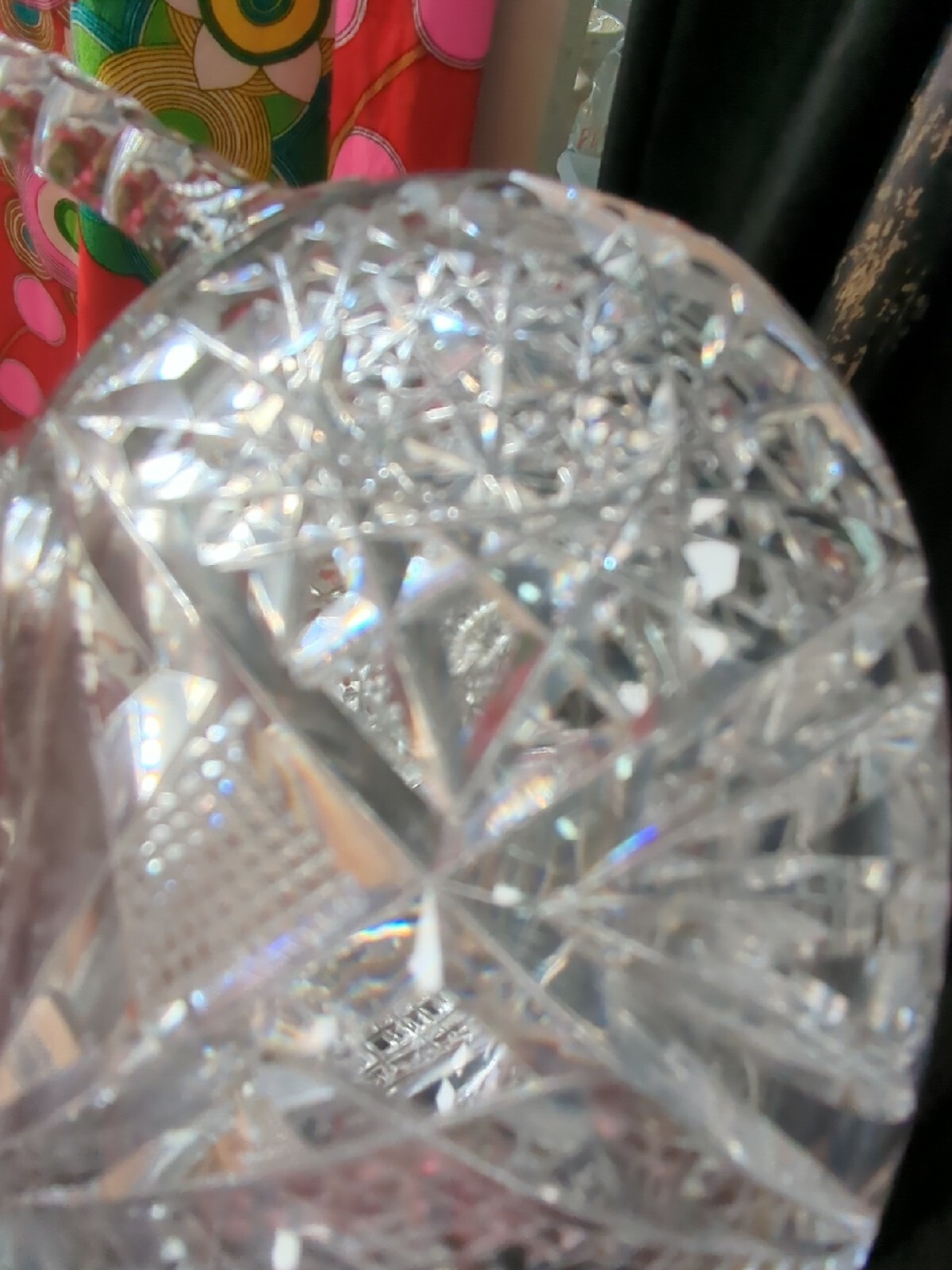 antique american brilliant cut glass Star Ball Pitcher Vase