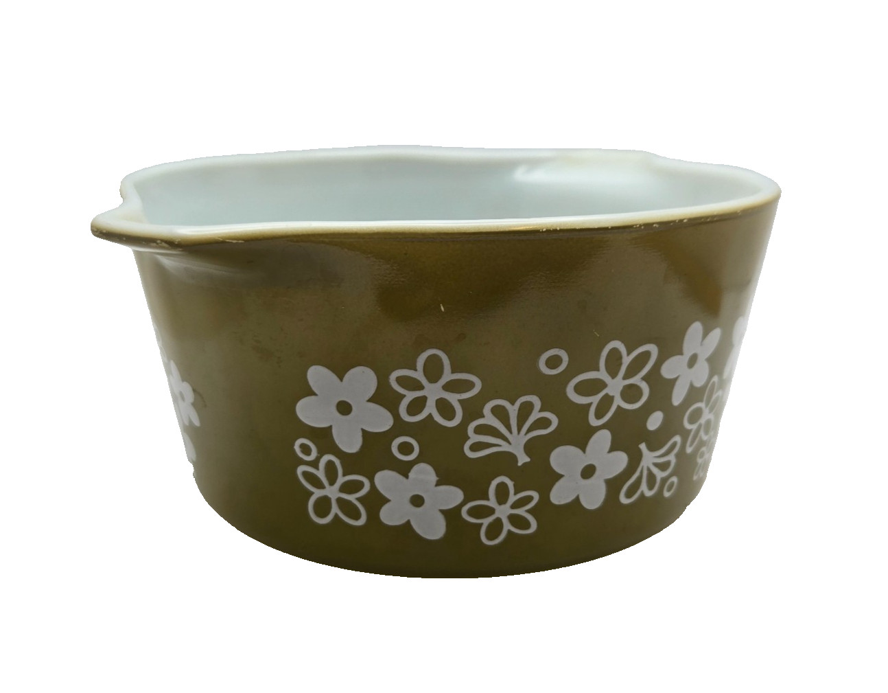 Vintage Pyrex 473 Spring Blossom Green Crazy Daisy 1 Qt Casserole Dish No Lid