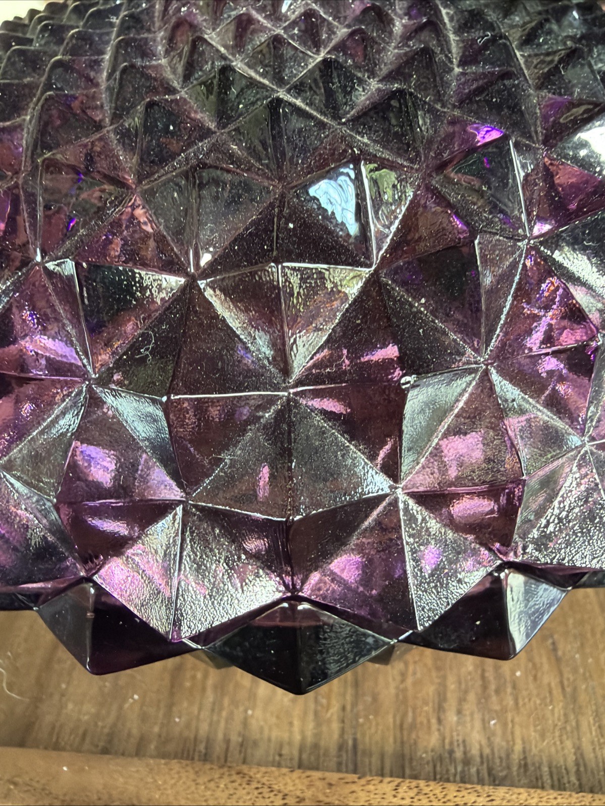 Vintage Westmoreland Glass Amethyst/Purple Sawtooth Covered Candy Dish Signed