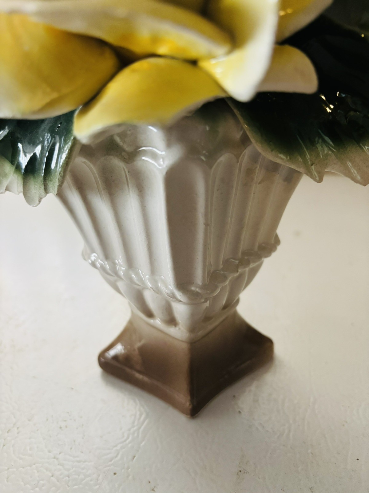 Rare Vintage Capodimonte Italy Porcelain Colorful Flower Vase Sculpture