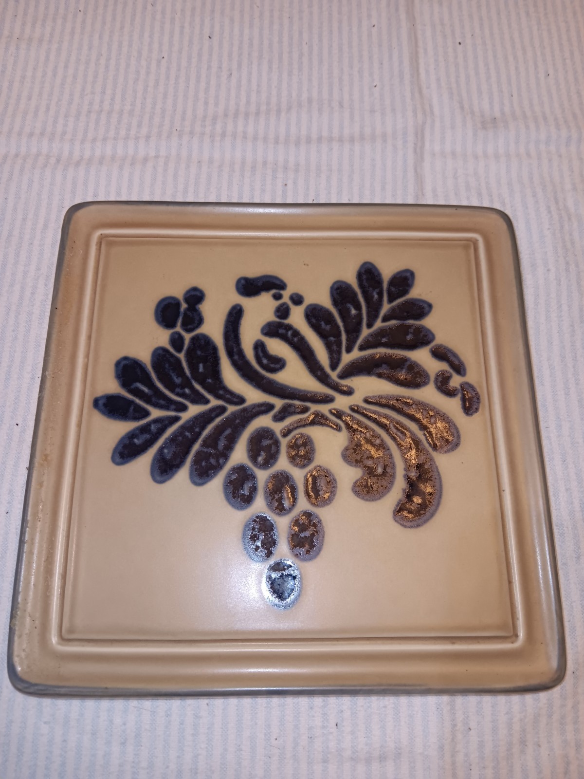 Vintage Pfaltzgraff Folk Art #615 Trivet 7.5” Square Hot Plate Made In USA