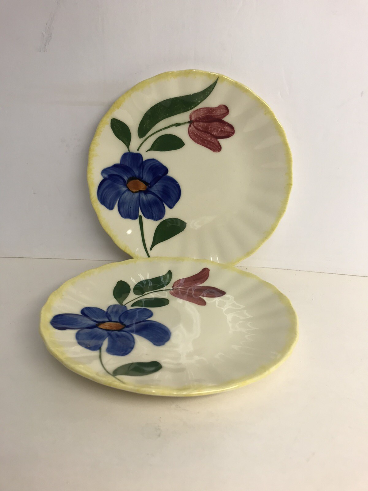 Blue Ridge Southern Pottery Bread & Butter Plates Sun Bouquet Set Of 2 6”