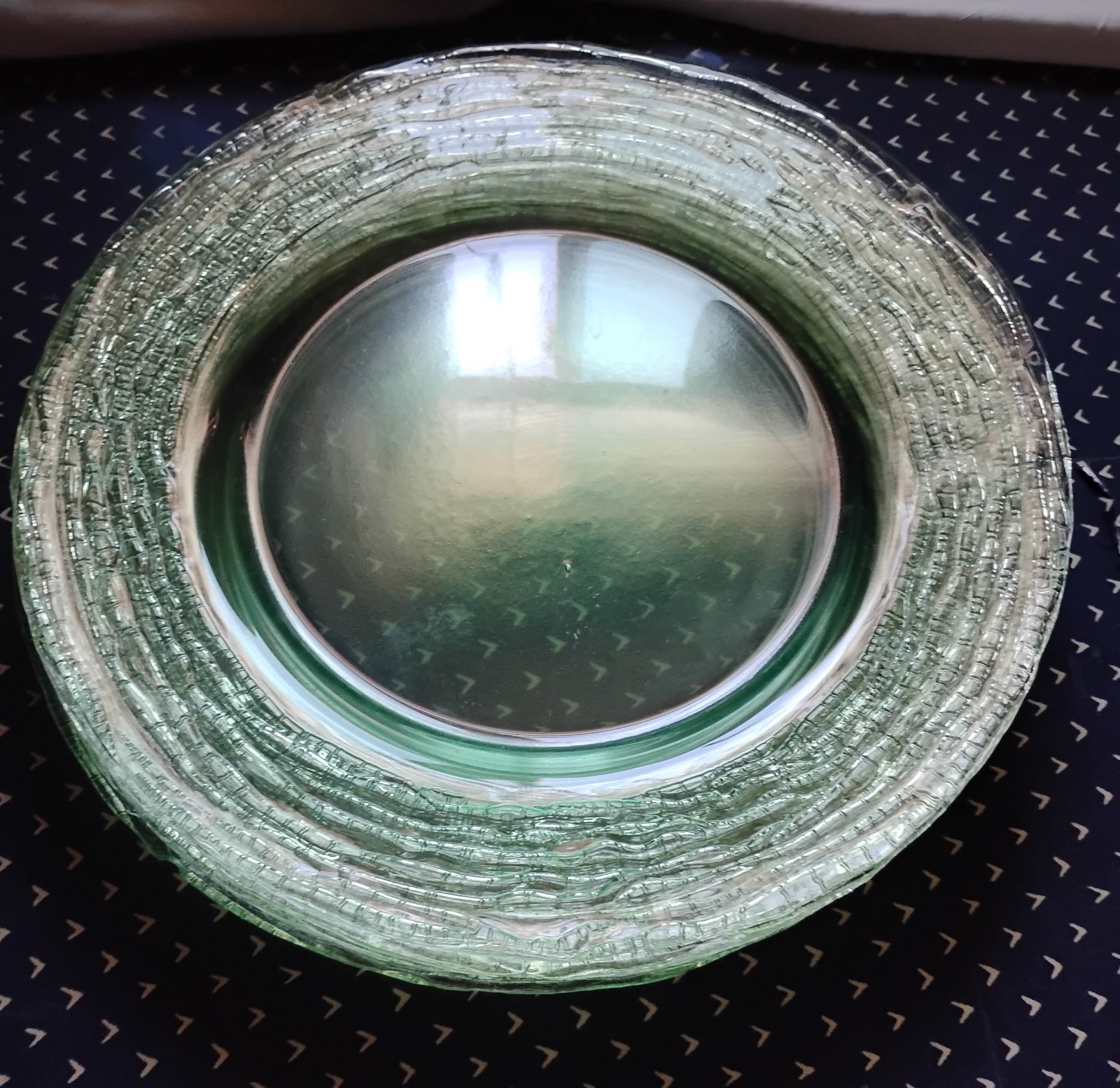 (7) Charger Plates Glass Silver Ruffle Bark Unbranded 12.5 Condition Varies