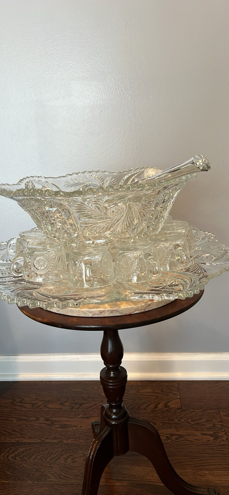 L. E. Smith Glass Galaxy Vintage Fifteen Piece Punch Bowl Set
