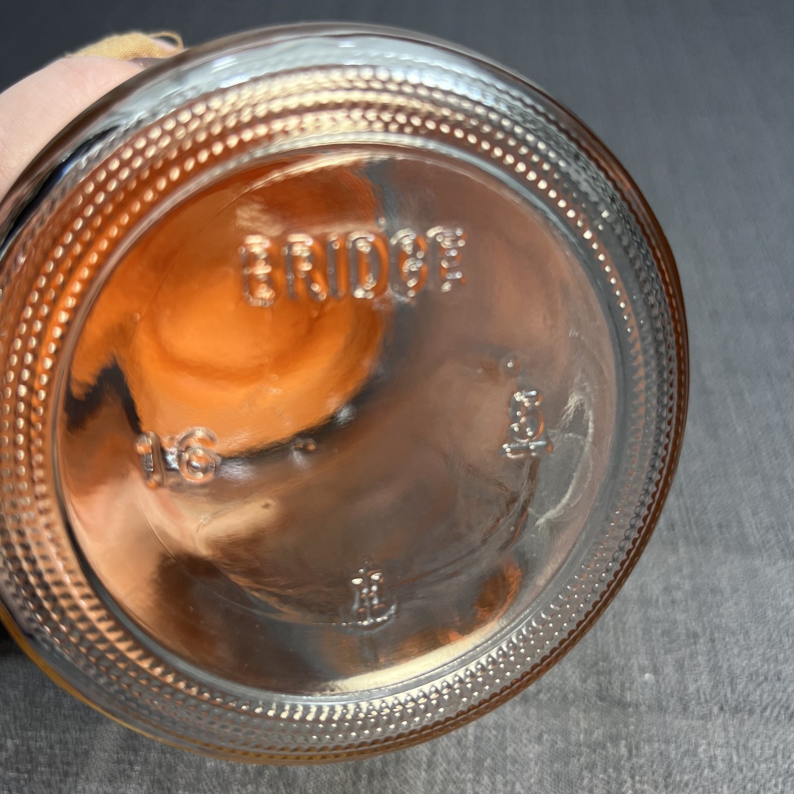 Vintage 1970’s Anchor Hocking Glass TANG Covered Bridge Jar Orange Lid