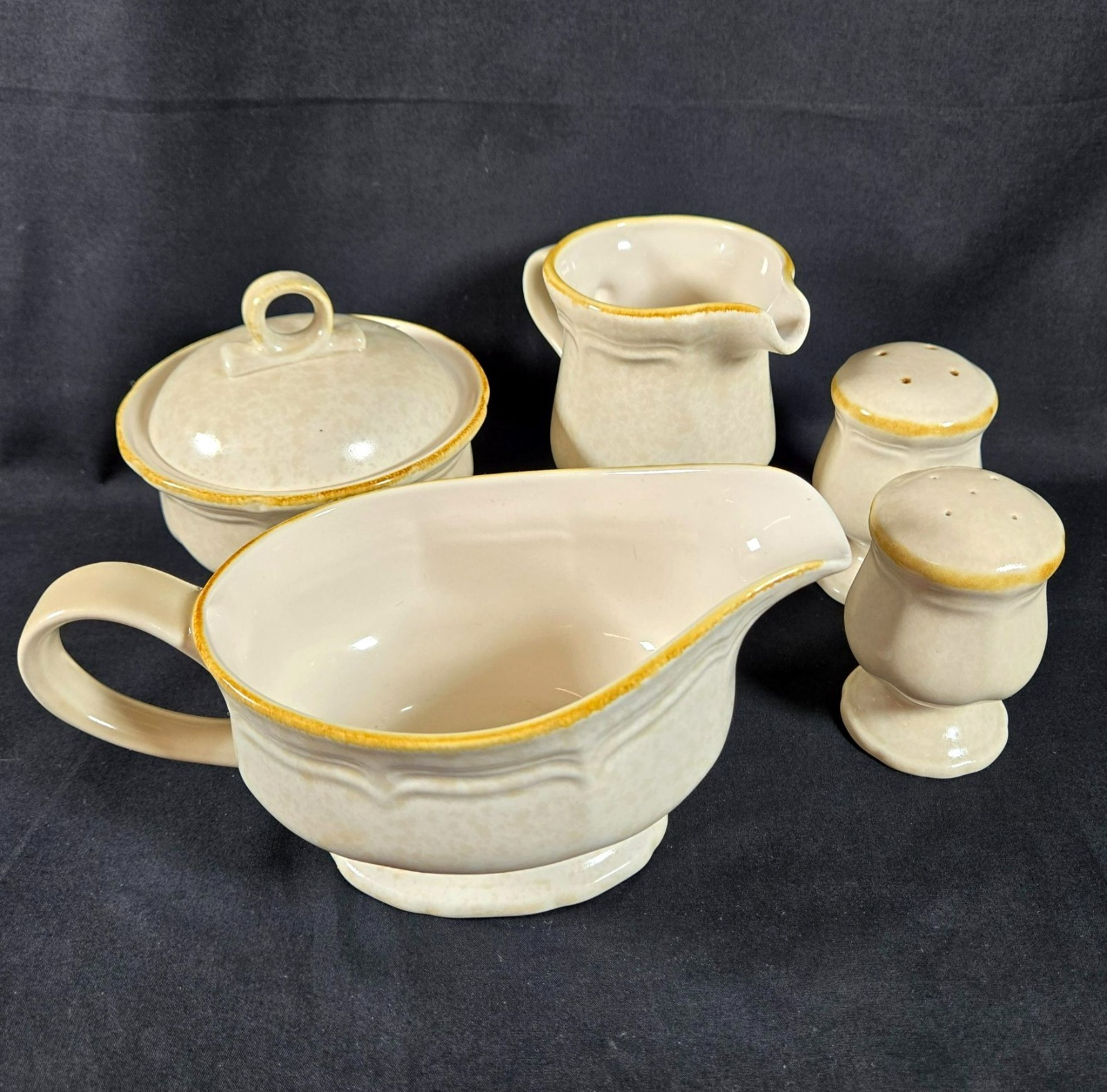 Mikasa Country Charm FG000 Serving Set Beige Brown Trim 8″ Japan Vintage Ceramic