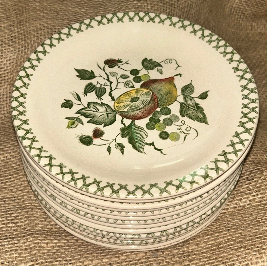 VTG Set 15 Johnson Bros OLD GRANITE ARBOR Staffordshire Plates 6.5”Diam England