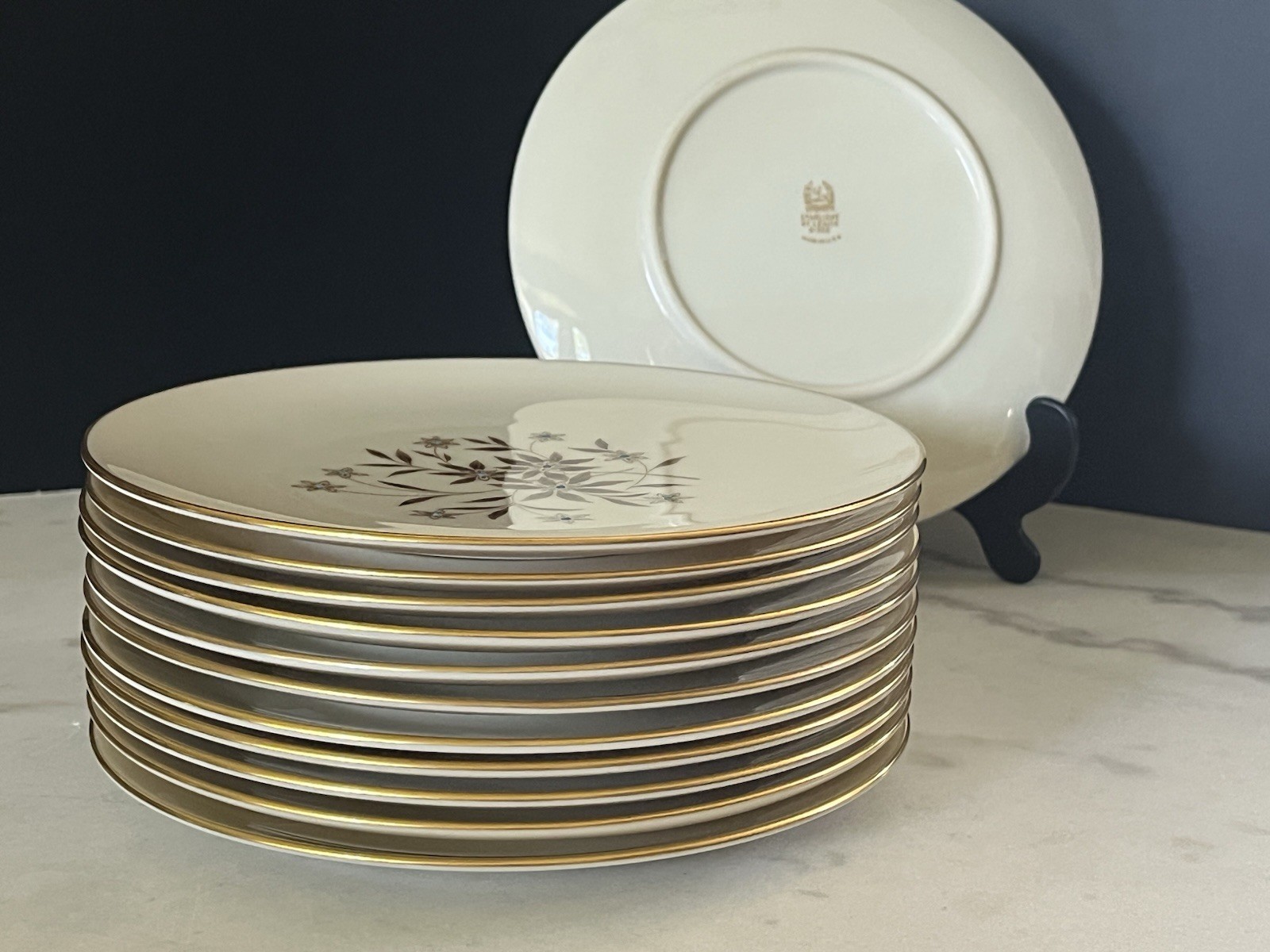 12 Lenox Starlight Salad Plate Set Vintage Flower Elegant Dining Dishes Retro