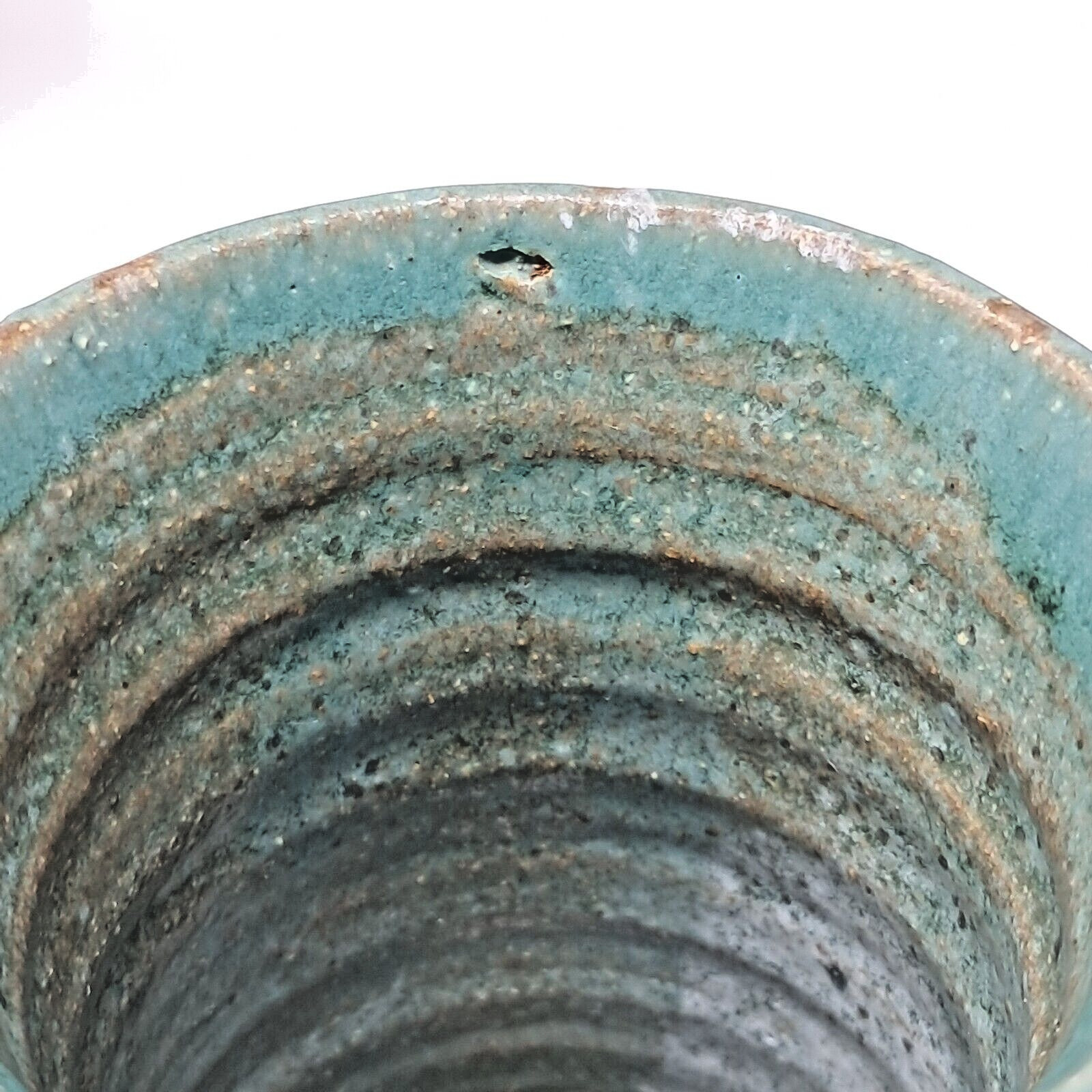 Stoneware Art Pottery Cups 8-9 fl oz Set of 6 turquoise glaze 4″ tall unique