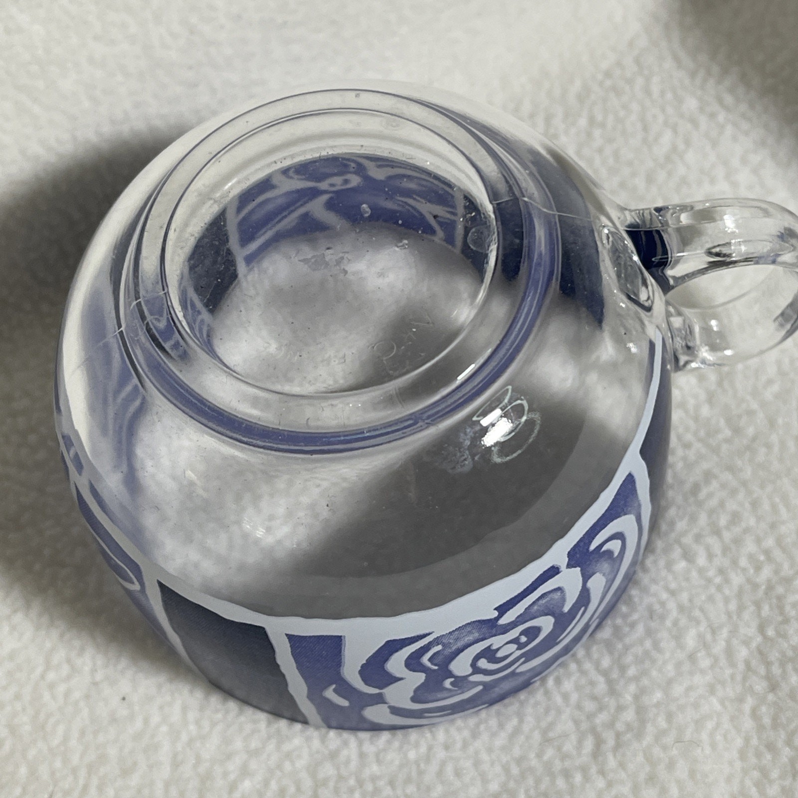 Arcoroc France blue Floral glass Cups/mugs