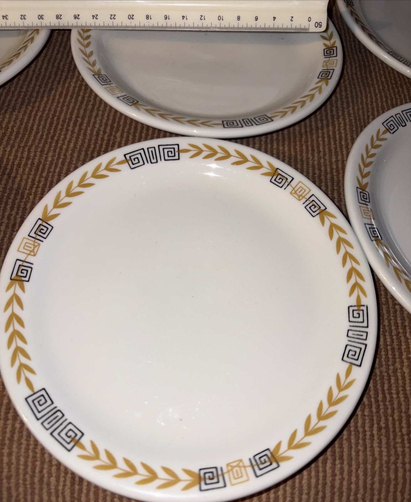 Vintage 11 SHENANGO ESQUIRE Restaurant Ware 6”Plates Greek Key Salad Dessert EUC