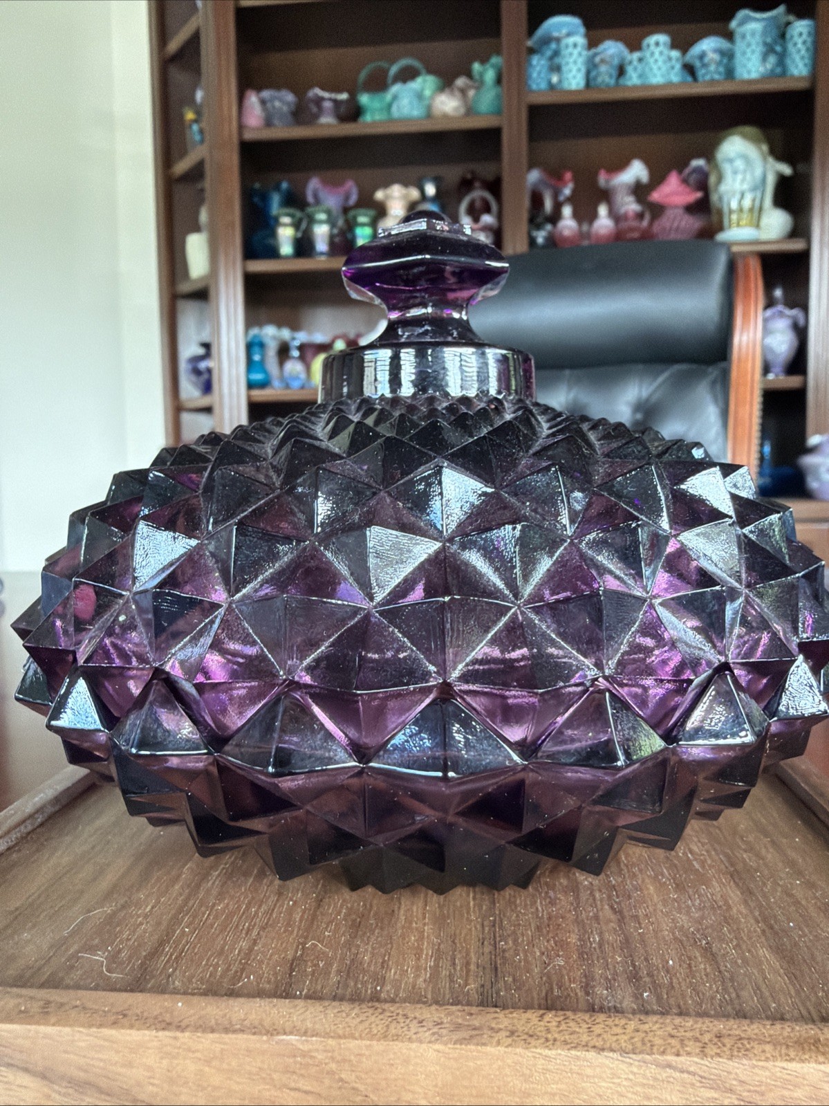 Vintage Westmoreland Glass Amethyst/Purple Sawtooth Covered Candy Dish Signed