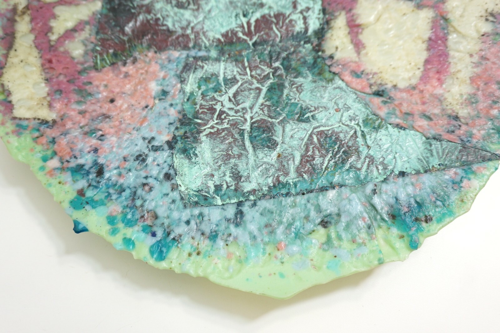 ROGER THOMAS No 20689 Signed Art Glass 15″ Charger Plate RARE Abstract Landscape