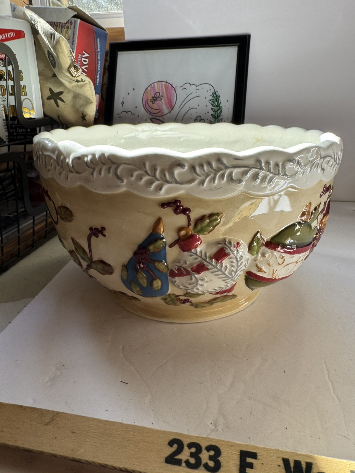 Home Trends – Natural Holiday Collections Round Serving Bowl Nature Christmas