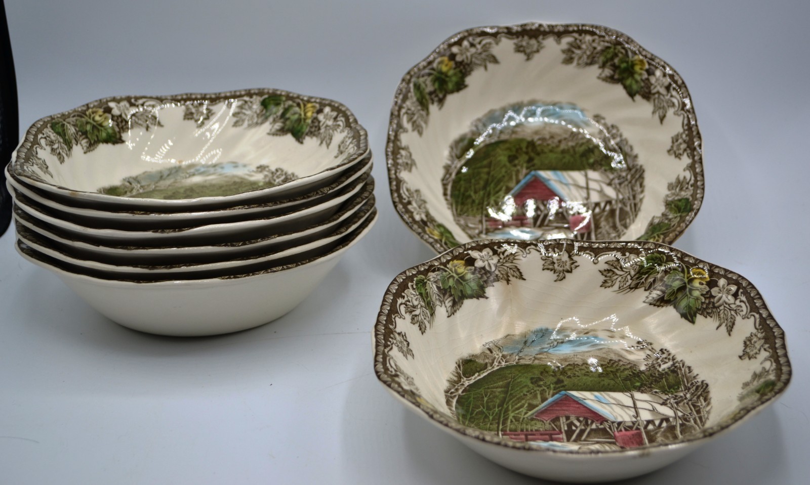8 Piece Johnson Brothers “The Covered Bridge” 7″ Bowls