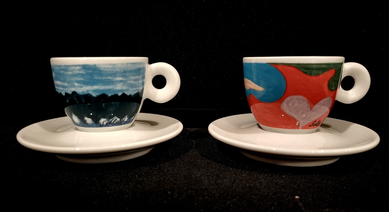 MITTERTEICH ILLY RICHARD GINORI COLLECTION 6 ESPRESSO CUPS & SAUCERS SIGNED