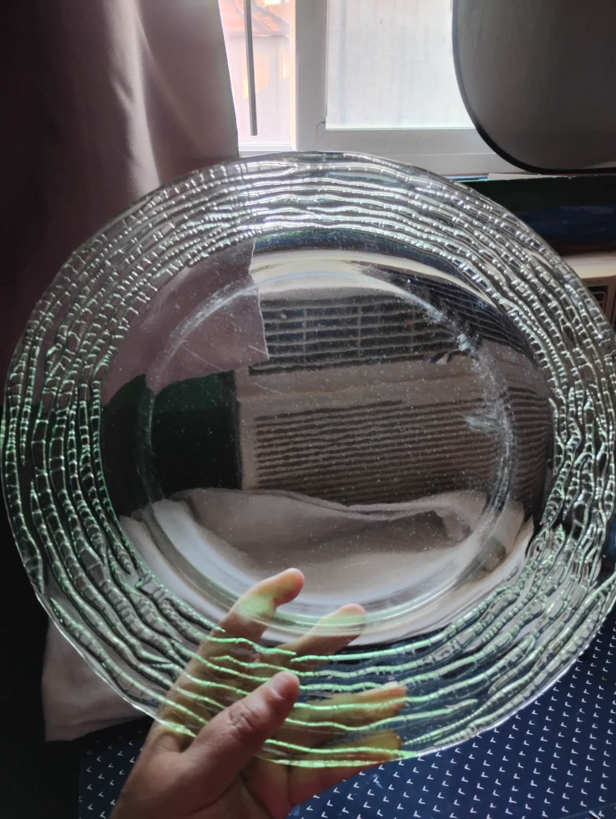(7) Charger Plates Glass Silver Ruffle Bark Unbranded 12.5 Condition Varies