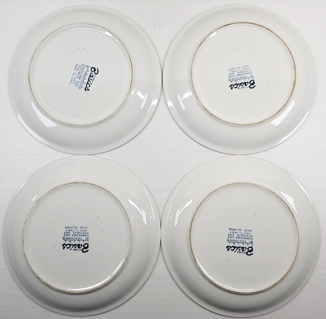 4 Tienshan Kitchen Basics Cobalt Green Dinner Plate Set Table Dining Dishes Lot