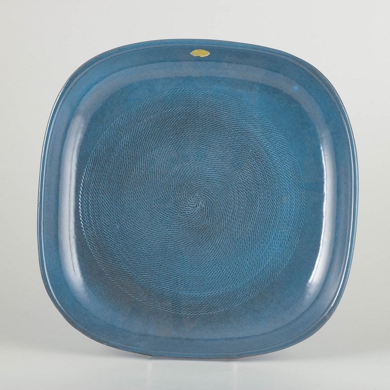 Ingrid Atterberg for Upsala Ekeby, Sweden. Square stoneware dish ‘Bris’. 1960s.