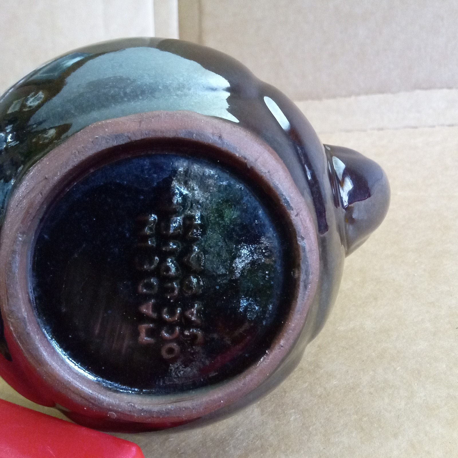 Made in occupied Japan Glossy Brown Ceramic Floral Art Pottery Tea Pot