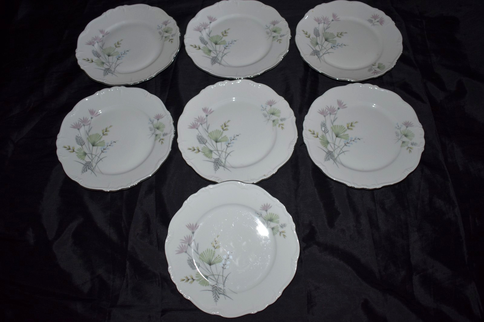 Vintage EDELSTEIN Maria Theresa Bavaria Germany Salad Plate Set 0f 7 1962 3