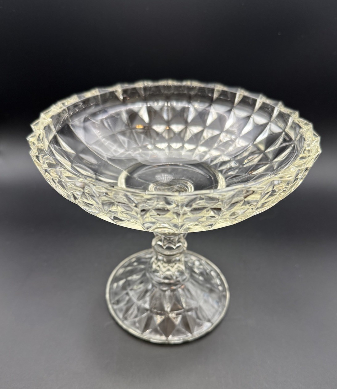 Vintage EAPG Jeannette Glass Compote Windsor Clear 1936 Pretty!