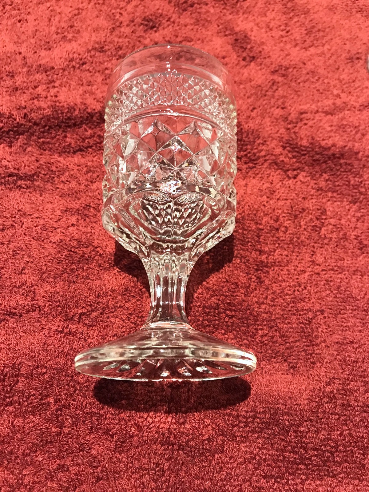 Anchor Hocking Wexford Diamond Cut Goblet Set Of 6 Vintage 5 1/2 Inches
