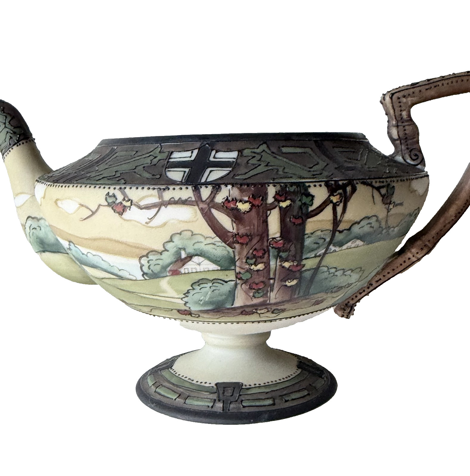 Rare nippon woodland teaset with moriage trim, excellent