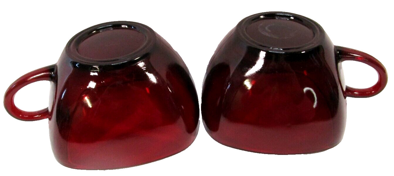 Anchor Hocking Royal Ruby Red Charm 4 Coffee Tea Cups W 4 Saucers 1950-1959 6 oz