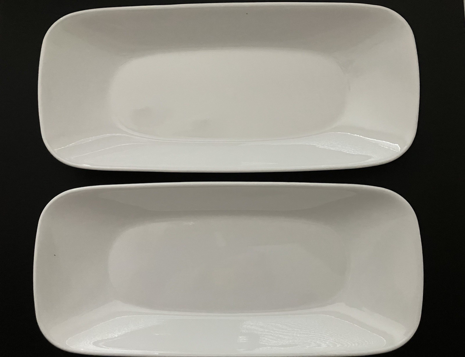 2 Corelle Frost White Appetizer Tray Rectangular 10 1/2″ x 4 3/4″ Discontinued