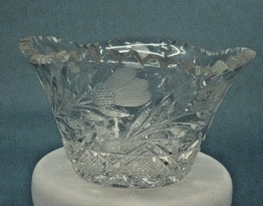 Antique American brilliant Period Cut Glass Mayonnaise Bowl w/ Under Plate
