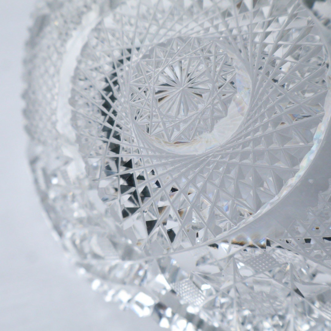 Antique American Brilliant Period Cut Glass Bowl 9″ Sawtooth Edge Circa 1918