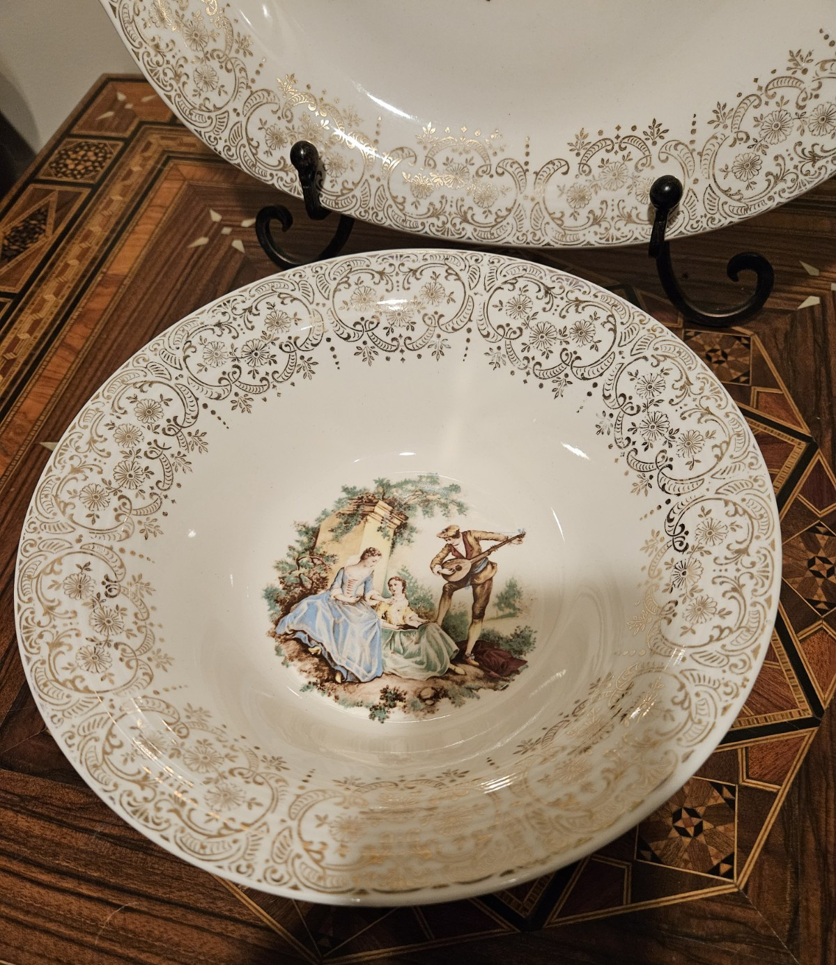 1940’s Triumph American Limoges USA CHINA D’OR Serving Platter and Bowl 22K Gold