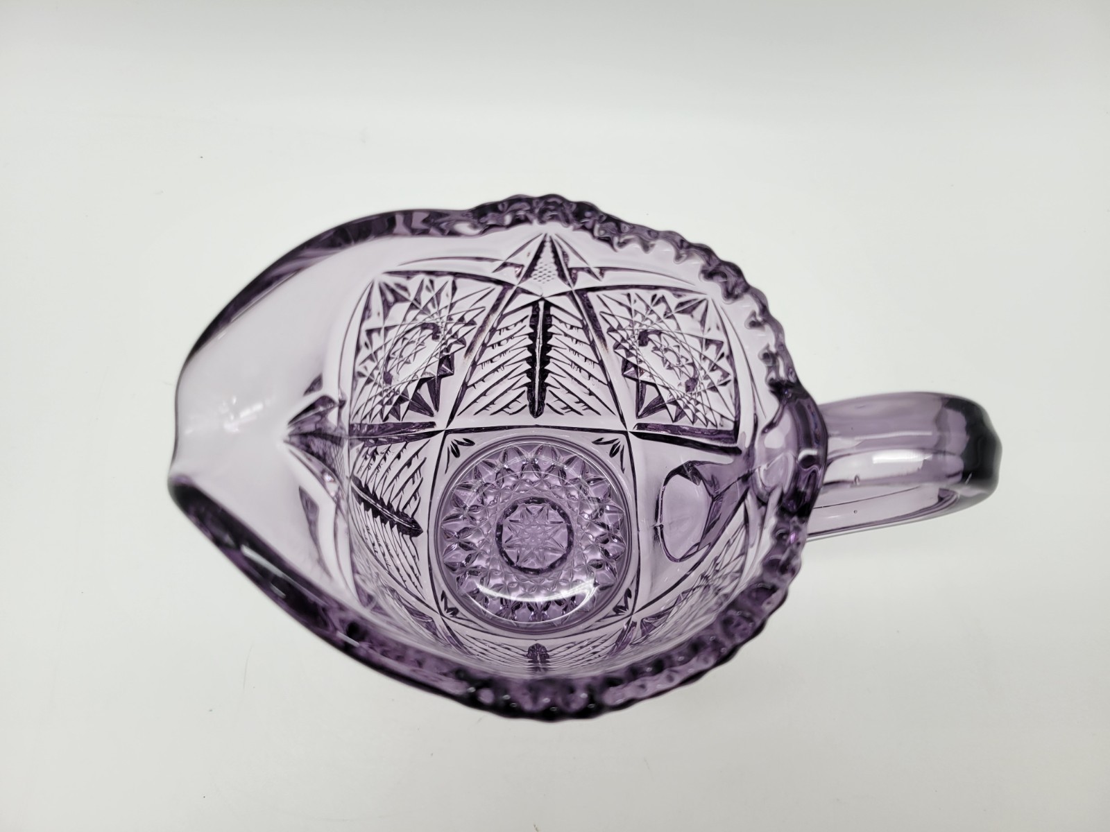 LE Smith Valtec Tree Star Purple Amethyst Glass Sugar Creamer Set MCM Indiana
