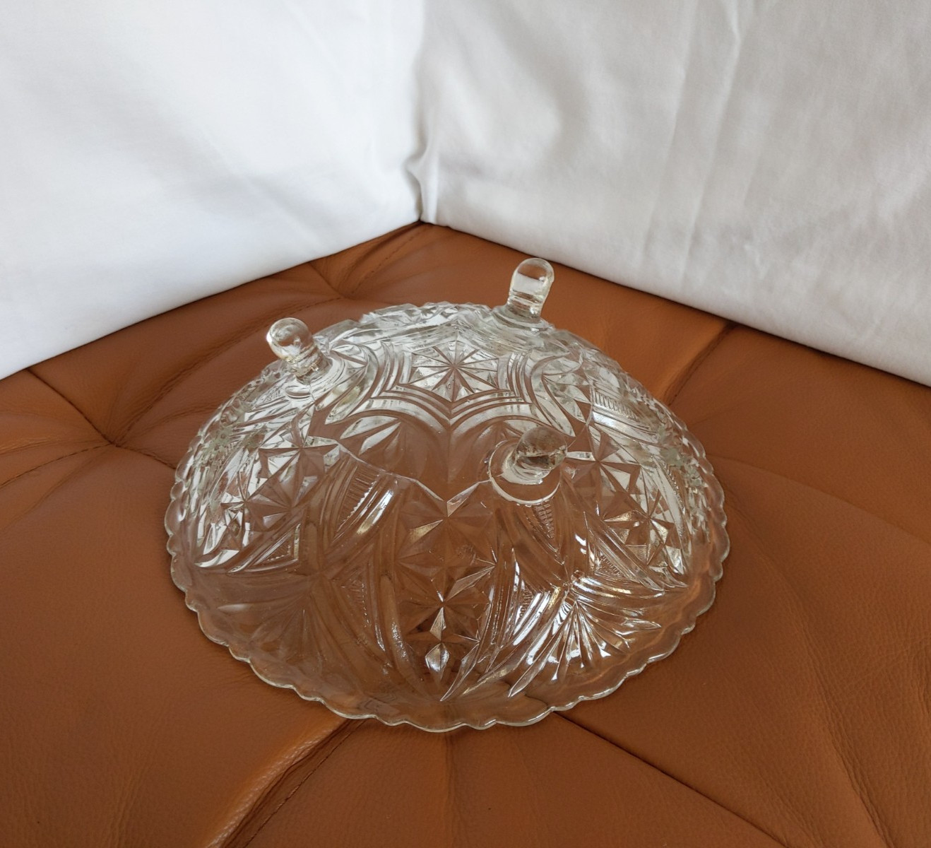 Vintage Anchor Hocking Serving Bowl Clear Pressed Glass 3 Footed 9in Dish 1960